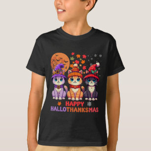 Halloween Thanksgiving Christmas Happy Hallothanks T-Shirt