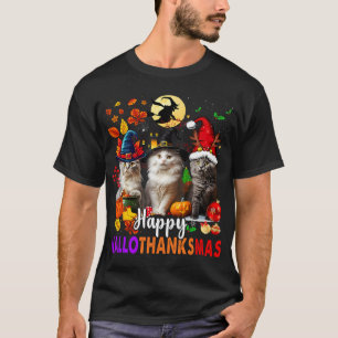 Halloween Thanksgiving Christmas Happy Hallothanks T-Shirt