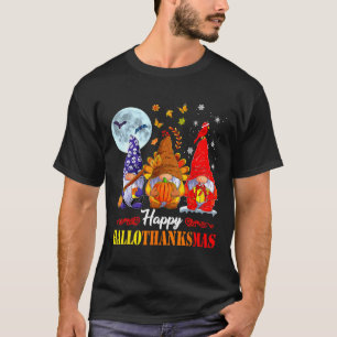 Halloween Thanksgiving Christmas Happy Hallothanks T-Shirt