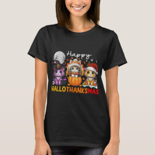 Halloween Thanksgiving Christmas Happy Hallothanks T-Shirt