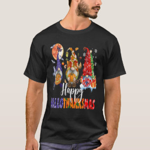 Halloween Thanksgiving Christmas Happy Hallothanks T-Shirt