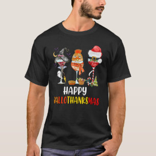 Halloween Thanksgiving Christmas Happy Hallothanks T-Shirt
