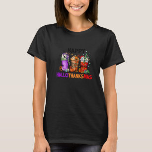 Halloween Thanksgiving Christmas Happy Hallothanks T-Shirt