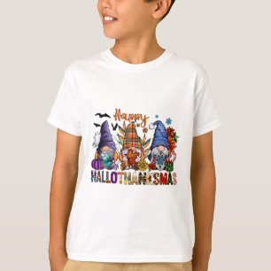 Halloween Thanksgiving Christmas Happy Hallothanks T-Shirt