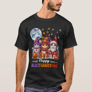 Halloween Thanksgiving Christmas Happy Hallothanks T-Shirt