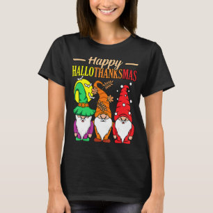 Halloween Thanksgiving Christmas Happy HalloThanks T-Shirt