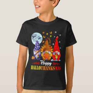 Halloween Thanksgiving Christmas Happy Hallothanks T-Shirt