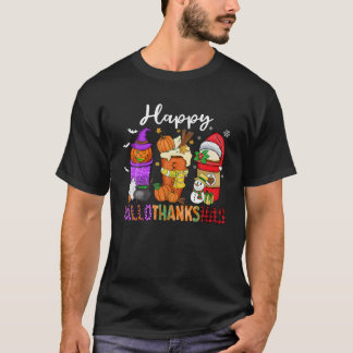 Halloween Thanksgiving Christmas Happy HalloThanks T-Shirt