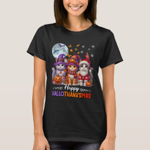 Halloween Thanksgiving Christmas Happy Hallothanks T-Shirt