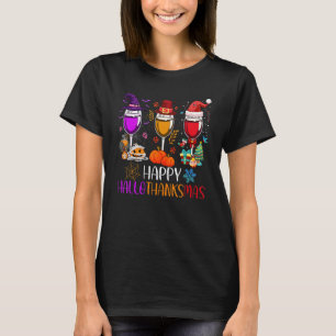 Halloween Thanksgiving Christmas Happy Hallothanks T-Shirt