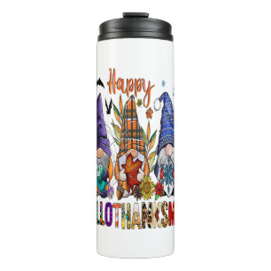 Halloween Thanksgiving Christmas Happy HalloThanks Thermal Tumbler