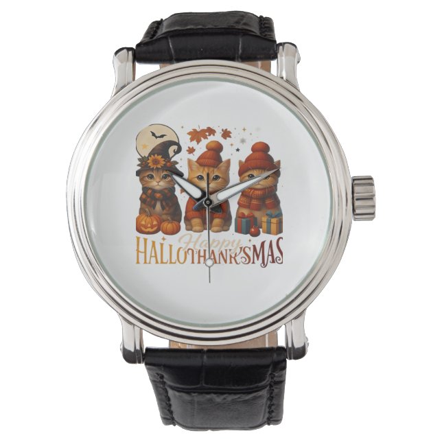 Halloween Thanksgiving Christmas Happy HalloThanks Watch (Front)