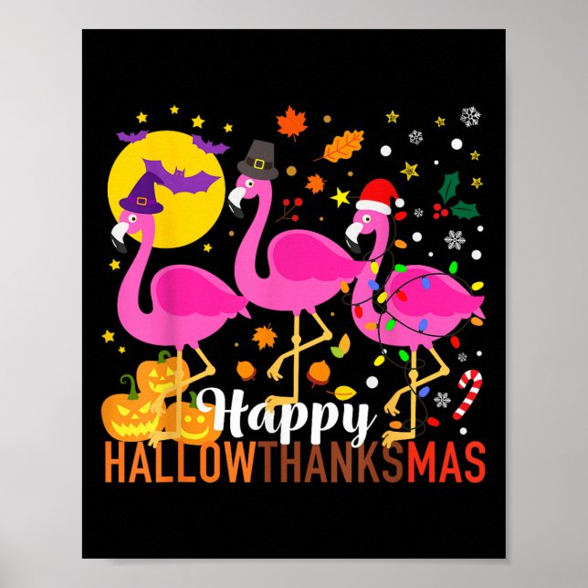 Halloween Thanksgiving Christmas Happy Hallowthank Poster (Front)