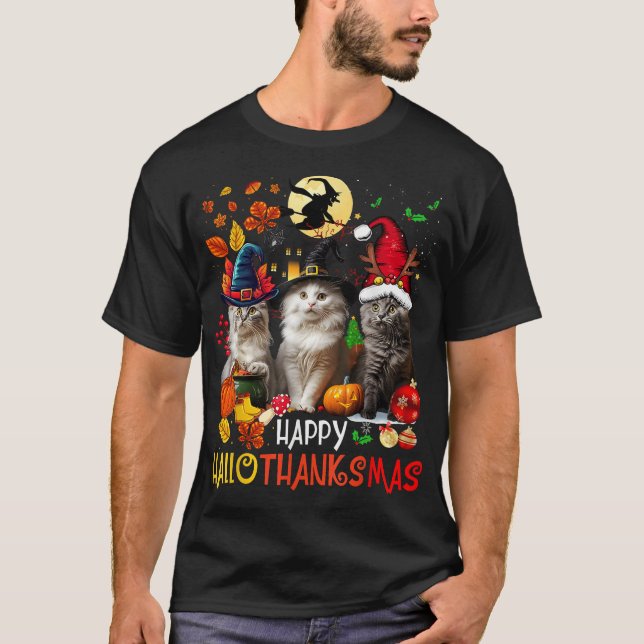 Halloween Thanksgiving Christmas Happy  T-Shirt (Front)
