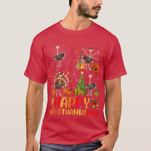 Halloween Thanksgiving Christmas Ostrich Bird Hall T-Shirt