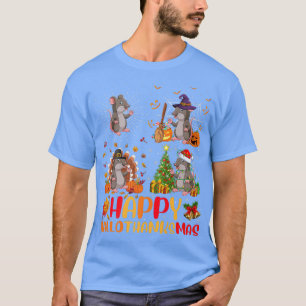 Halloween Thanksgiving Christmas Rat Hallothanksma T-Shirt