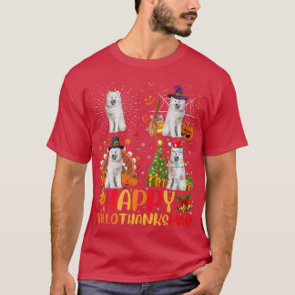 Halloween Thanksgiving Christmas Samoyed Dog Hallo T-Shirt