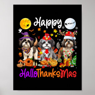 Halloween Thanksgiving Christmas Shih Tzu Dog Hall Poster
