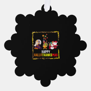 Halloween Thanksgiving Christmas Shirt, Happy Tree Decoration Card