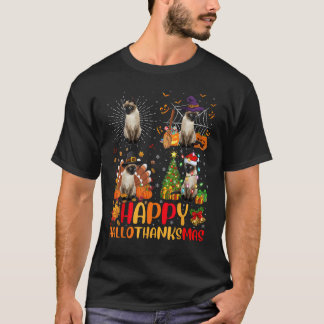 Halloween Thanksgiving Christmas Siamese Cat Hallo T-Shirt
