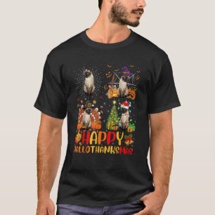 Halloween Thanksgiving Christmas Siamese Cat Hallo T-Shirt