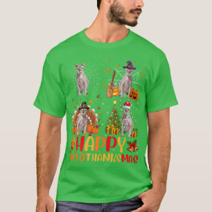 Halloween Thanksgiving Christmas Sphyn Cat Halloth T-Shirt