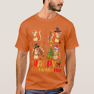 Halloween Thanksgiving Christmas Squirrel Hallotha T-Shirt
