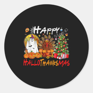 Halloween Thanksgiving Christmas Turkey Happy Hall Classic Round Sticker