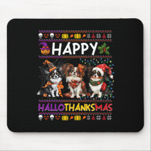 Halloween Thanksgiving Christmas Ugly Papillon Dog Mouse Mat