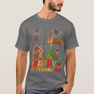Halloween Thanksgiving Christmas Vizsla Dog Hallot T-Shirt