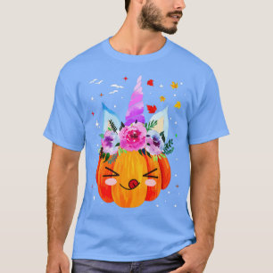 Halloween Thanksgiving Cute Unicorn Pumpkin Kids G T-Shirt