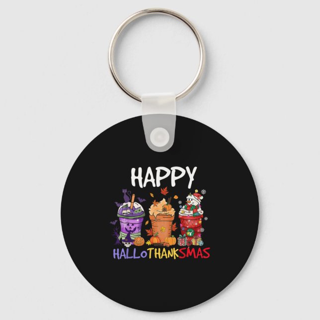 Halloween Thanksgiving Happy Hallothanksmas Season Key Ring (Front)