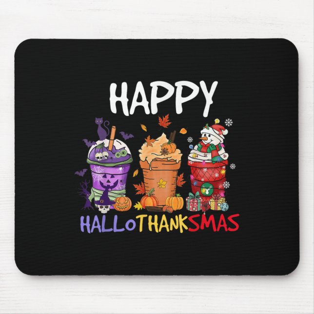Halloween Thanksgiving Happy Hallothanksmas Season Mouse Mat (Front)