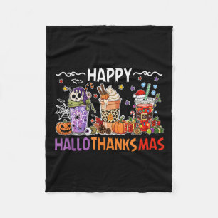 Halloween Thanksgiving Happy Season Coffee Halloth Fleece Blanket