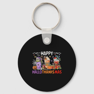 Halloween Thanksgiving Happy Season Coffee Halloth Key Ring