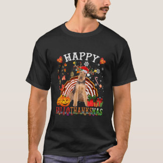 Halloween Thanksgiving Merry Airedale Terrier T-Shirt