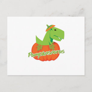 Halloween Thanksgiving Pumpkasaurus Dinosaur Holiday Postcard