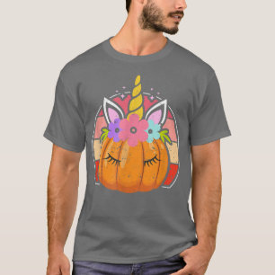 Halloween Thanksgiving Pumpkin Unicorn Horn Funny T-Shirt