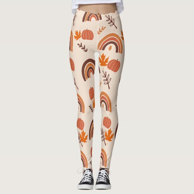 Halloween Thanksgiving Pumpkins Leggings (Front)