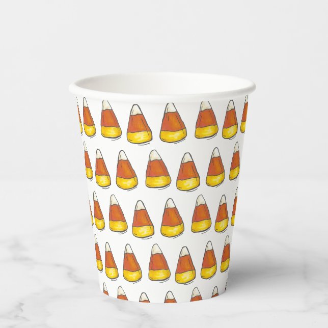 Halloween Thanksgiving Trick-or-Treat Candy Corn Paper Cups (Front)