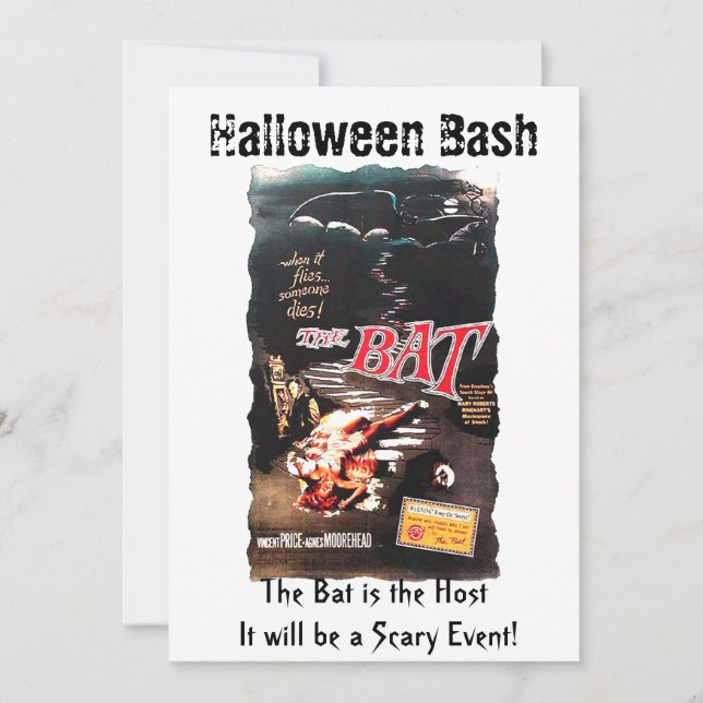Halloween The Bat Vincent Price Movie Poster Invit Invitation (Front)