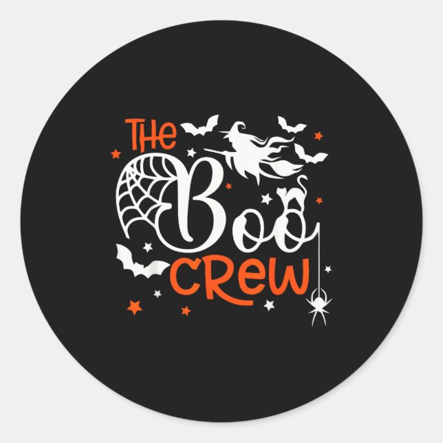 Halloween The Boo Crew - Fun Soky Witch, Cat, Bat  Classic Round Sticker (Front)
