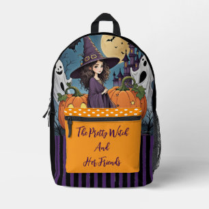Halloween, The Pretty Witch and Her Friends Printed Backpack