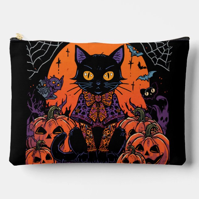 Halloween,The Pumpkin Patch Prowler ,Black Cat Accessory Pouch (Front)