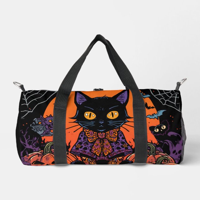 Halloween,The Pumpkin Patch Prowler ,Black Cat Duffle Bag (Front)