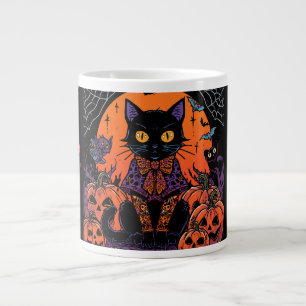 Halloween,The Pumpkin Patch Prowler ,Black Cat Large Coffee Mug