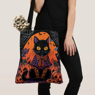 Halloween,The Pumpkin Patch Prowler ,Black Cat Tote Bag