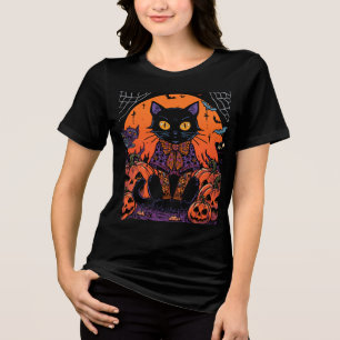 Halloween,The Pumpkin Patch Prowler ,Black Cat Tri-Blend Shirt