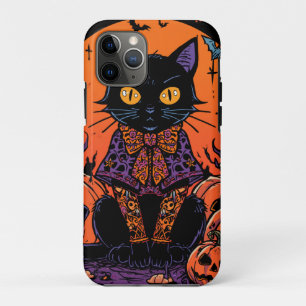 Halloween,The Pumpkins Patch Prowler,Black Cat  iPhone 11 Pro Case