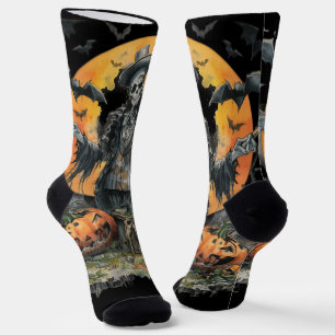 Halloween,The Skull Gentleman of the Harvest Moon Socks